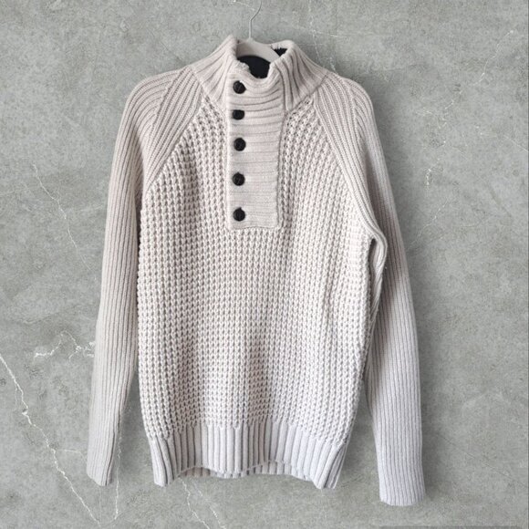 Daniel Hechter Grandpa Sweater Cream Fisherman Sweater Wool Blend Small - Picture 1 of 8